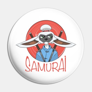 Serious Samurai Rabbit Pin