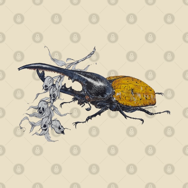 Dynastes hercules Beetle and Snapdragon pods by JJacobs