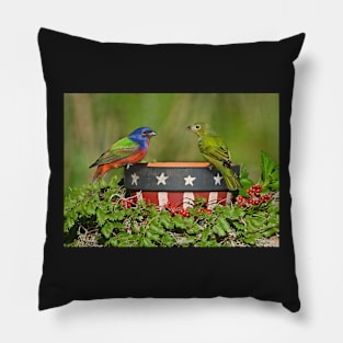 Painted Bunting Birds Pair Pillow