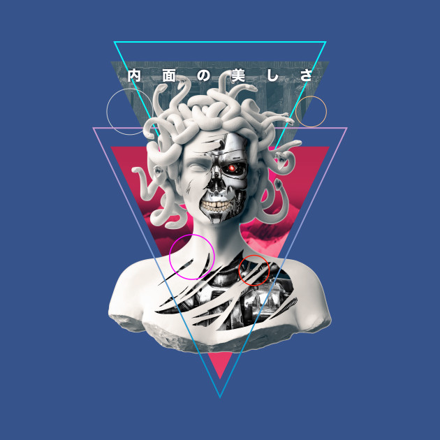 Disover Vaporwave Cyborg Medusa Statue Japanese Aesthetic Art Otaku - Vaporwave - T-Shirt