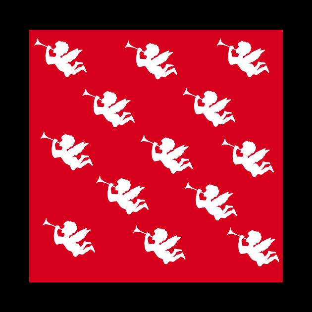 Cherub angels random red pattern by Baobabprintstore