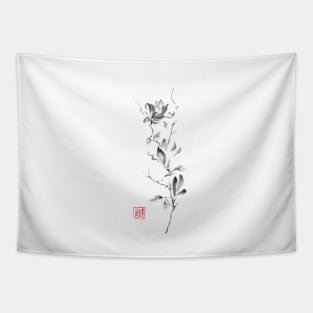 Magnolia scroll sumi-e painting Tapestry