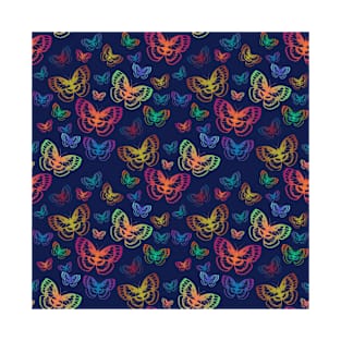 Colorful Butterflies Pattern Blue T-Shirt