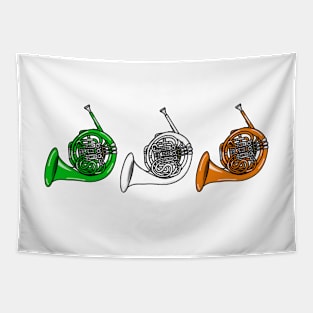 French Horn Irish Flag Brass Musician St Patrick's Day Tapestry