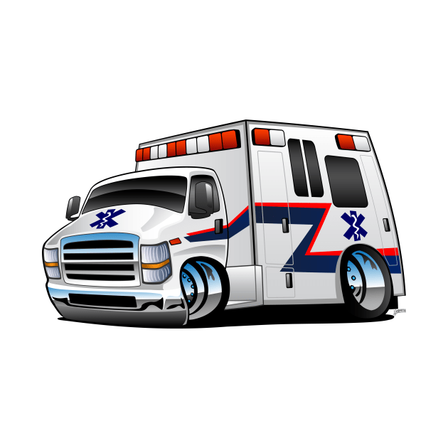 Paramedic EMT Ambulance Rescue Truck Cartoon by hobrath