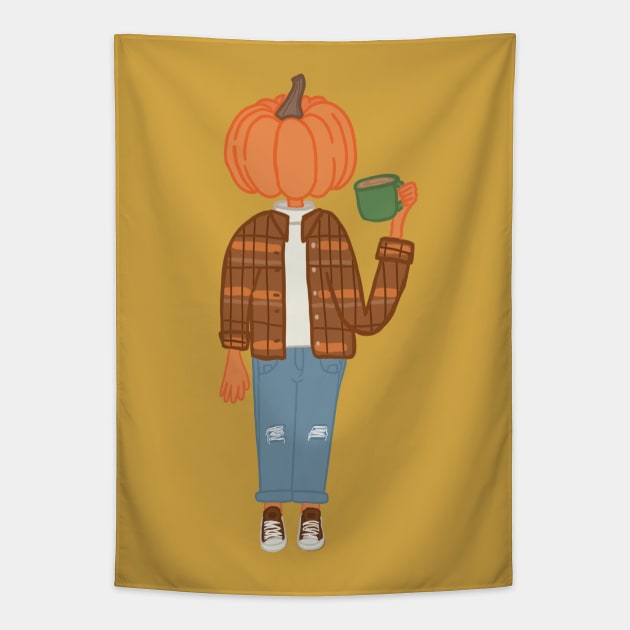 Pumpkin Man Tapestry by RegsDoodles