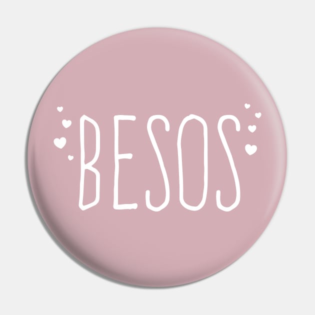 Besos - Kisses - White vintage design Pin by verde