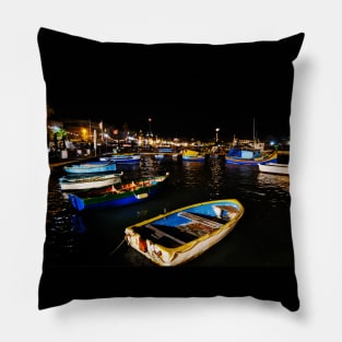 Marsaxlokk Bay at Night Pillow