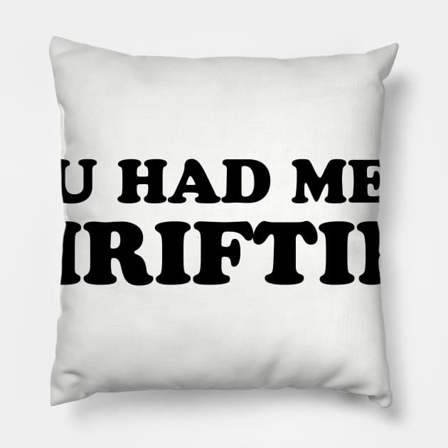 You Had Me At Thrifting Pillow by 3bagsfull