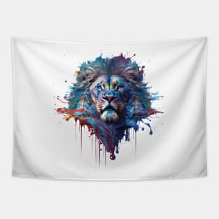 Lion Splash Art: Vibrant Fantasy Portrait #4 Tapestry