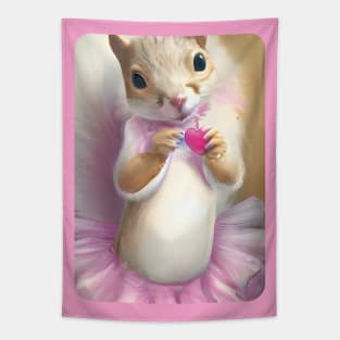 Valentine Ballerina Squirrel Tapestry