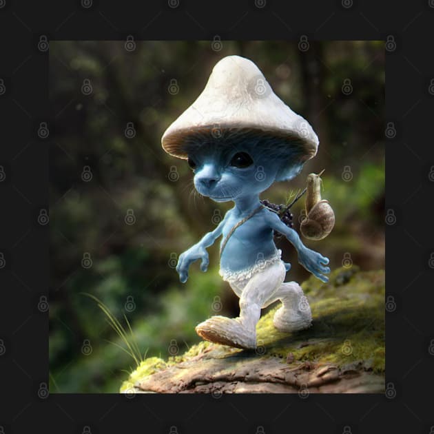 Funny blue mushroom Cat Meme we love live lie by BobaPenguin