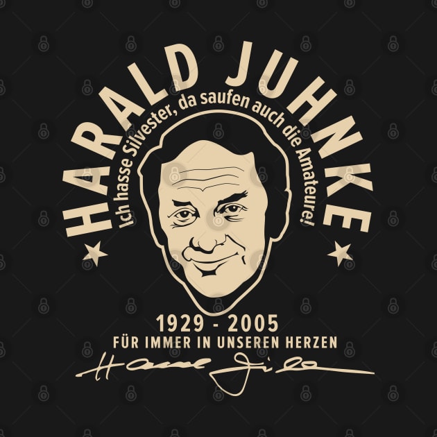 Harald Juhnke Portrait Logo - „Ich hasse Silvester“ Quote Design by Boogosh