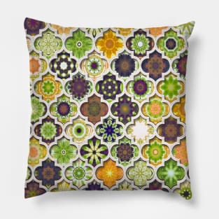 Moroccan Tile pattern Green Pillow
