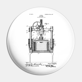 Steampunk Print Wine Press Patent Drawing Pin