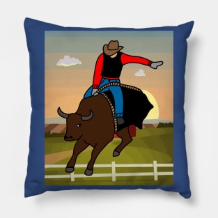 Rodeo Riding On A Bull Pillow