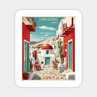 Mykonos Greece Tourism Vintage Poster Magnet