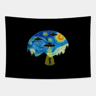 Starry Night UFO Alien - Funny Tapestry