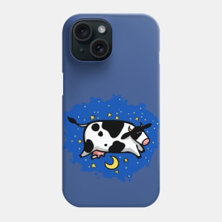 Cow flying over the moon Phone Case