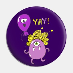 Pink One-eye Monster with Balloon Pin