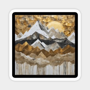 Golden Mountain Dreamscape - Abstract Landscape Painting Magnet