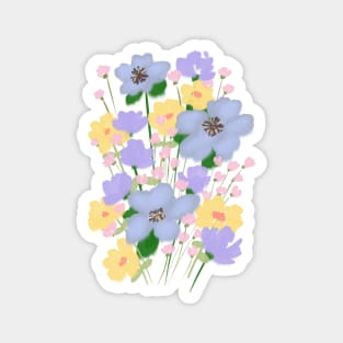 Purple Abstract Wild Flowers Illustration Magnet