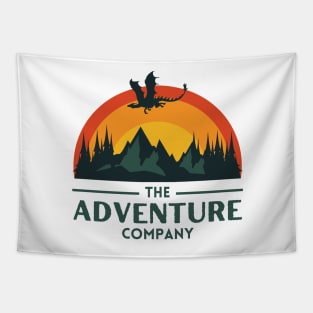 The Adventure Company - Dragon by the Mountain at Sunset - White - Fantasy Tapestry