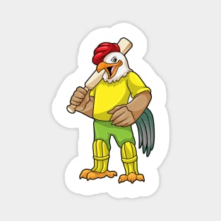 Rooster as Batsman with Cricket bat Magnet