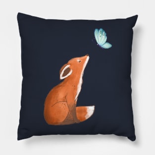 Fox and Butterfly Print Pillow