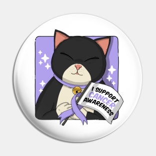 Tuxedo Cat Support Cancer Awareness Pin