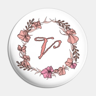 Letter V Rose Pink Initial Monogram - Letter v Pin