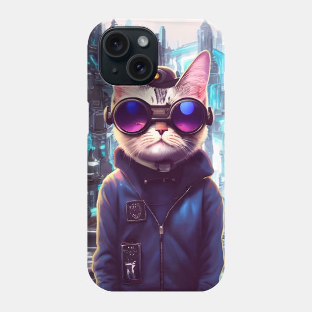 Cool Japanese Techno Cat In Japan Neon City Phone Case by star trek fanart and more