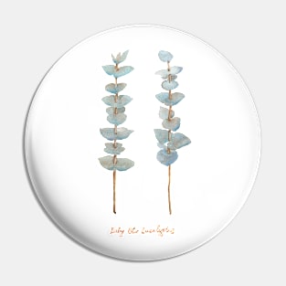 Baby Blue Eucalyptus. Watercolor illustration. Pin