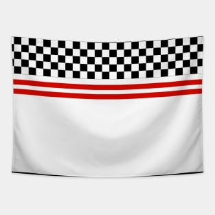 Black and White Racer Stripe Checkerboard Tapestry