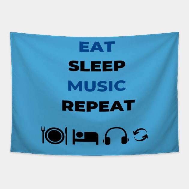 Eat Sleep Music Repeat Tapestry by infinitemusicstudios