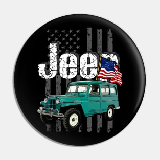 Willys Wagon Jeepcar JEEP Flag Pin