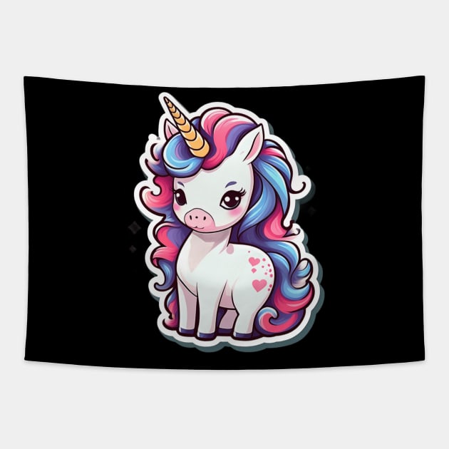 Cute baby unicorn Tapestry by Spaceboyishere