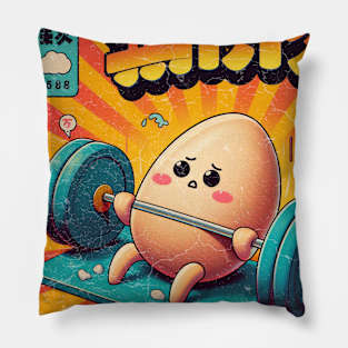 Retro Kawaii Egg Lifting Weights Pillow