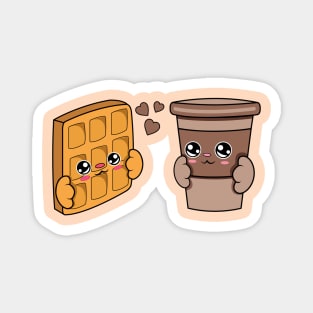 All i need is waffles and coffee, Kawaii waffles and coffee. Magnet