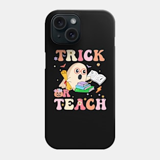 Trick Or Teach Groovy Retro Ghost Teacher Halloween 2022 Phone Case