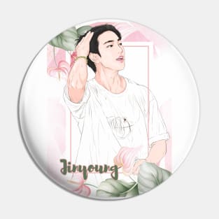 Fanart of Jinyoung in Concert with  The pink-hued Foliage Frame Pin