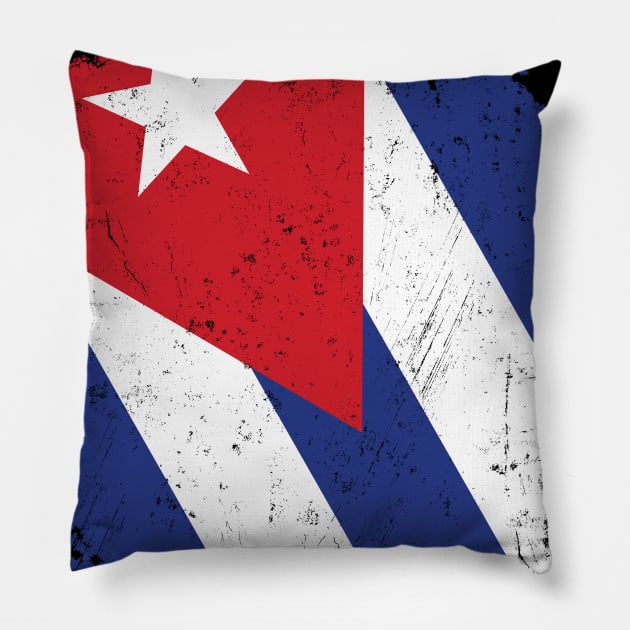 Cuban Flag, Distressed Pillow by NuttyShirt