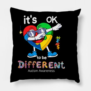 Autism Awareness Cute heart  Its Ok To Be Different T-Shirt Pillow