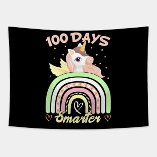 100 Days of School Colorful  Unicorn Lovers Gift For Kids Students And Teacher Tapestry