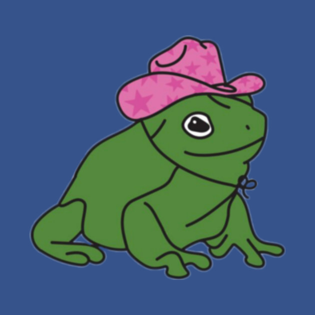 Frog with a pink cowboy hat - Green Frog - T-Shirt