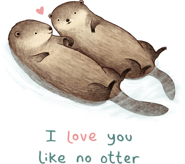 I Love You Like No Otter Kids T-Shirt by Sophie Corrigan