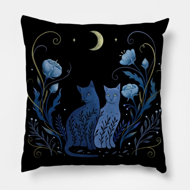 Two Cats Pillow by Episodic Drawing