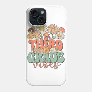 Third Grade Vibes Retro Groovy Daisy Back To School Funny Teacher Girls Phone Case