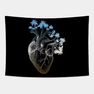 Beach Colored Anatomically Correct Human Heart - Palm Trees Tapestry