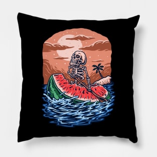 Skeleton Ride Watermelon Pillow